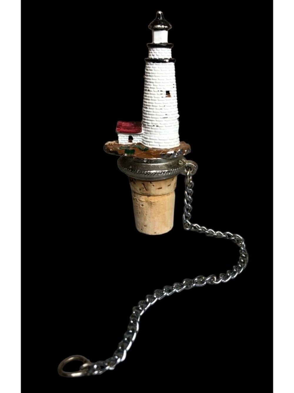 WTU Lighthouse Bottle Stopper Wine Liquor with Chain 3.75" Vintage Nautical Deco - Picture 2 of 10